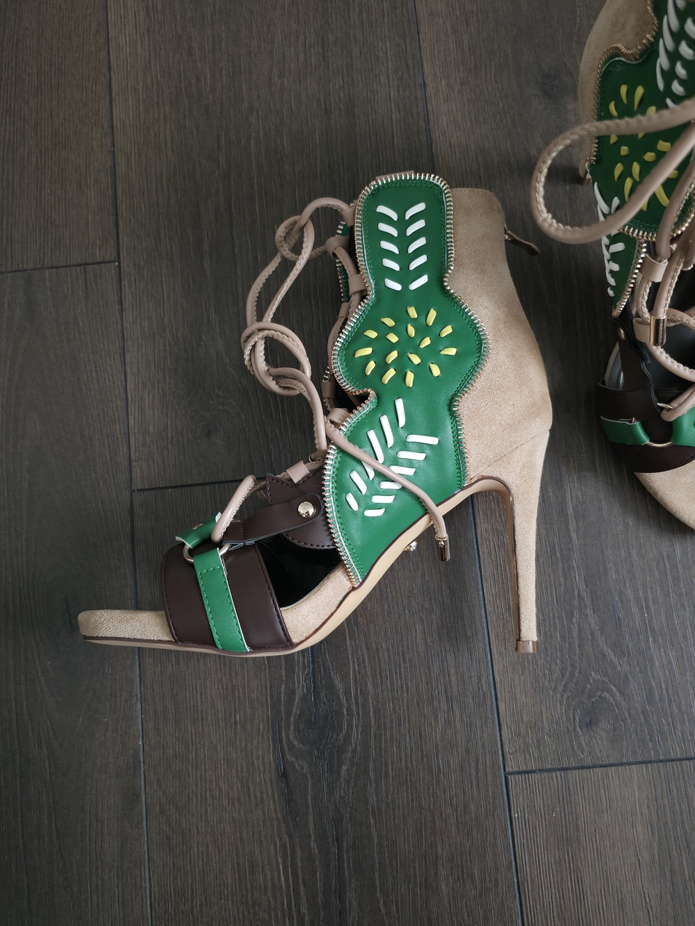 Azalea Wang Akira Shainia Green Multi Stiletto Sandal - Picture 5 of 7